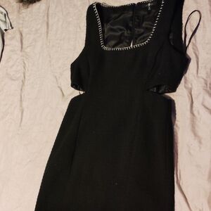 7 For All Mankind Black Backless Dress with White Stitching